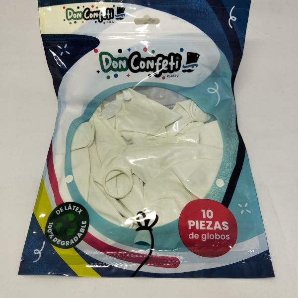 GLOBO 18" WHITE  DON CONFETTI C/10