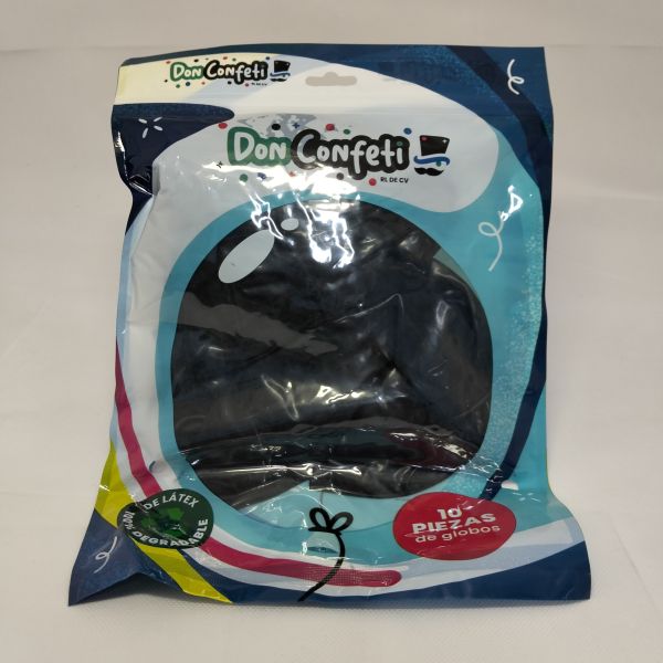 GLOBO 18" BLACK  DON CONFETTI C/10