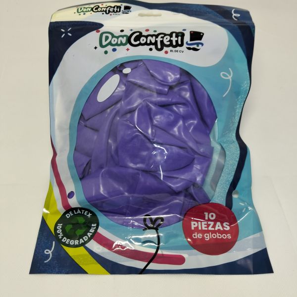 GLOBO 18" PURPLE  DON CONFETTI C/10