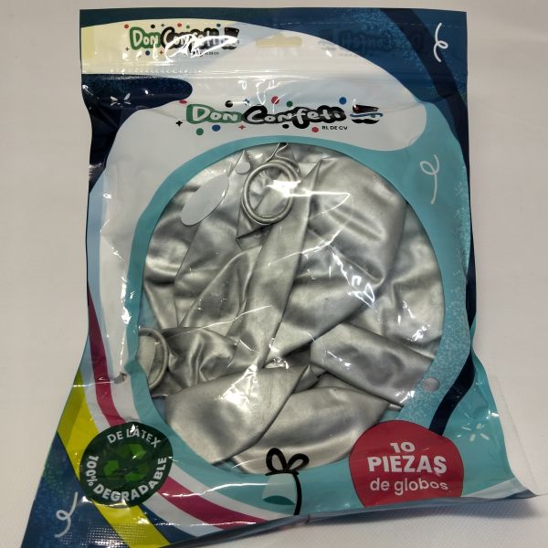 GLOBO 18" CHROME SILVER  DON CONFETTI C/10