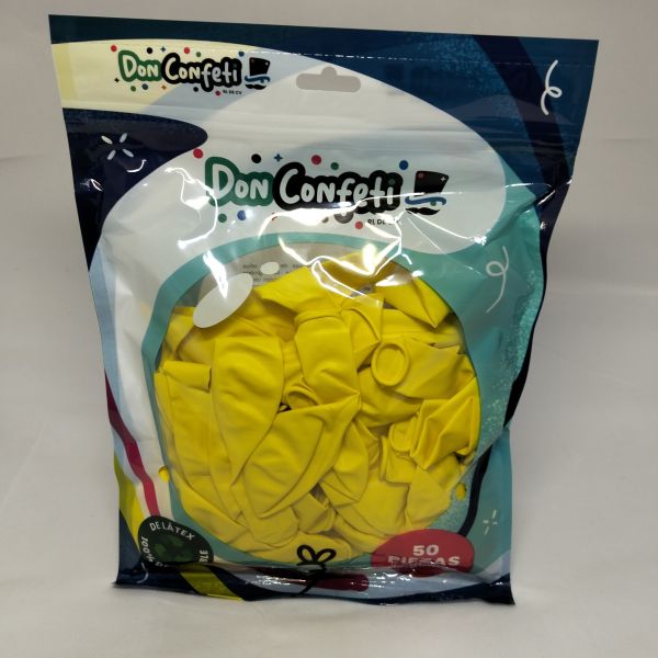 GLOBO 12" YELLOW  DON CONFETTI C/50