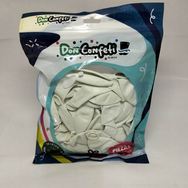 GLOBO 12" WHITE  DON CONFETTI C/50