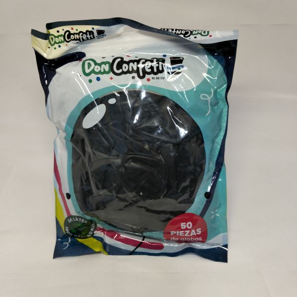 GLOBO 12" BLACK  DON CONFETTI C/50