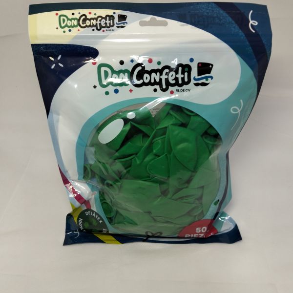 GLOBO 12" GREEN  DON CONFETTI C/50