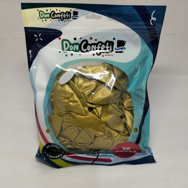 GLOBO "12 CHROME GOLD DON CONFETTI C/50