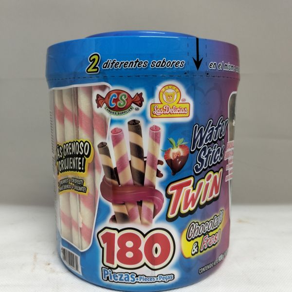 WAFER STICK TWIN CHOCOLATE&FRESA  C/180 DELICIAS