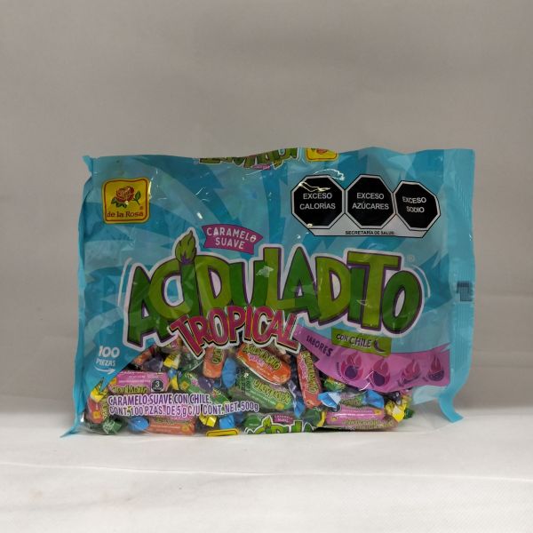 CARAMELO SUAVE ACIDULADO TROPICAL C/ CHILE  C/100 DE LA ROSA